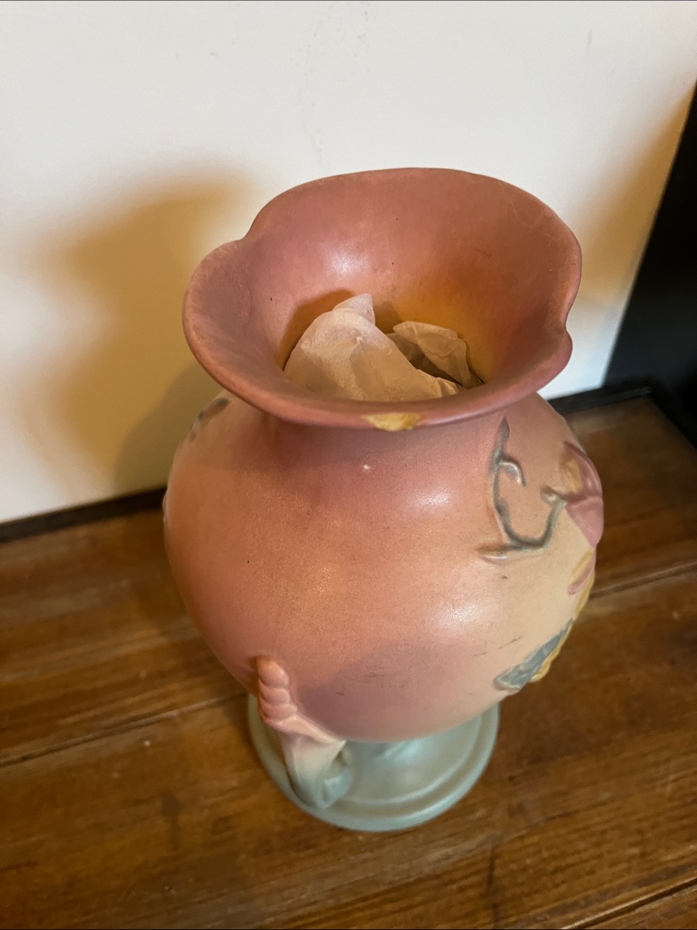 Hand-Painted Pink and Yellow Floral Ceramic Vase - Picture 6 of 8